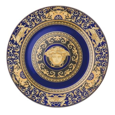 Versace Medusa Blue, piatti e vasi in porcellana con decoro blu e 